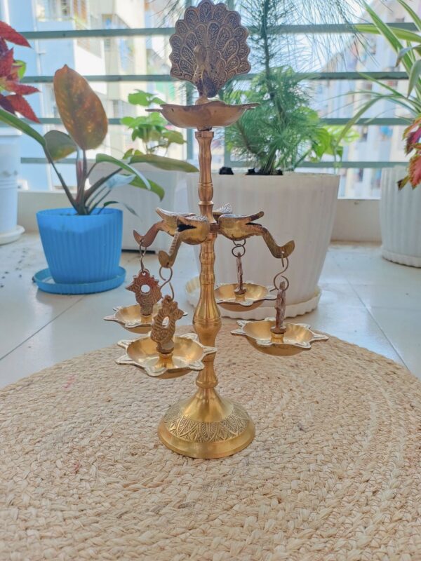 Antique Oil Lamp Vintage Home Decor Peacock Motif