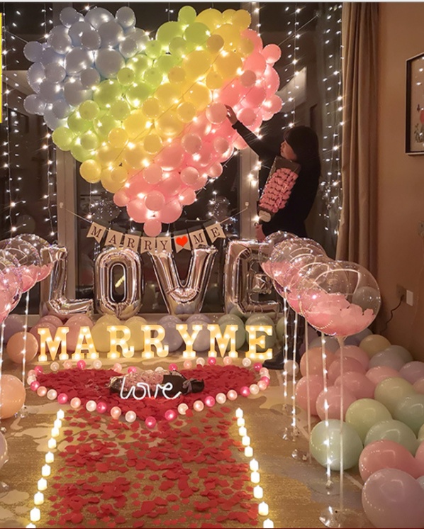 Fashion Proposal Props Romantic Surprise Scene Layout Creative Letter Lights