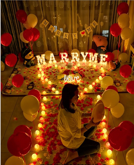 Fashion Proposal Props Romantic Surprise Scene Layout Creative Letter Lights