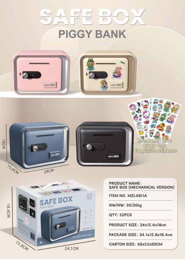 Pink Combination Lock Piggy Bank  Children's Money Bank Gift Fostering Saving Habits