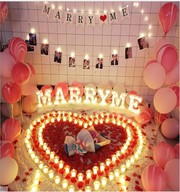 Fashion Proposal Props Romantic Surprise Scene Layout Creative Letter Lights